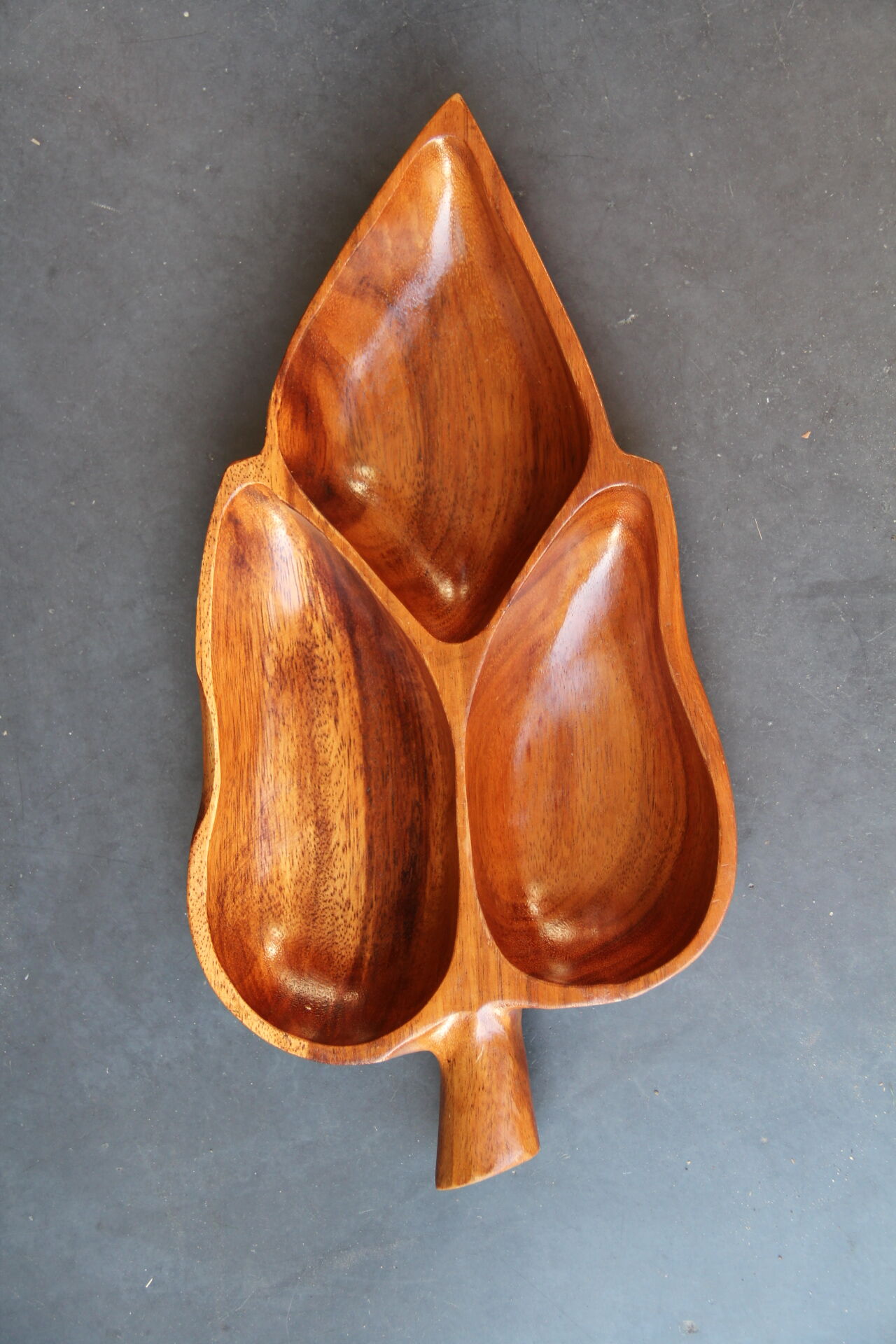 Exotic wooden aperitif tray, circa 1970