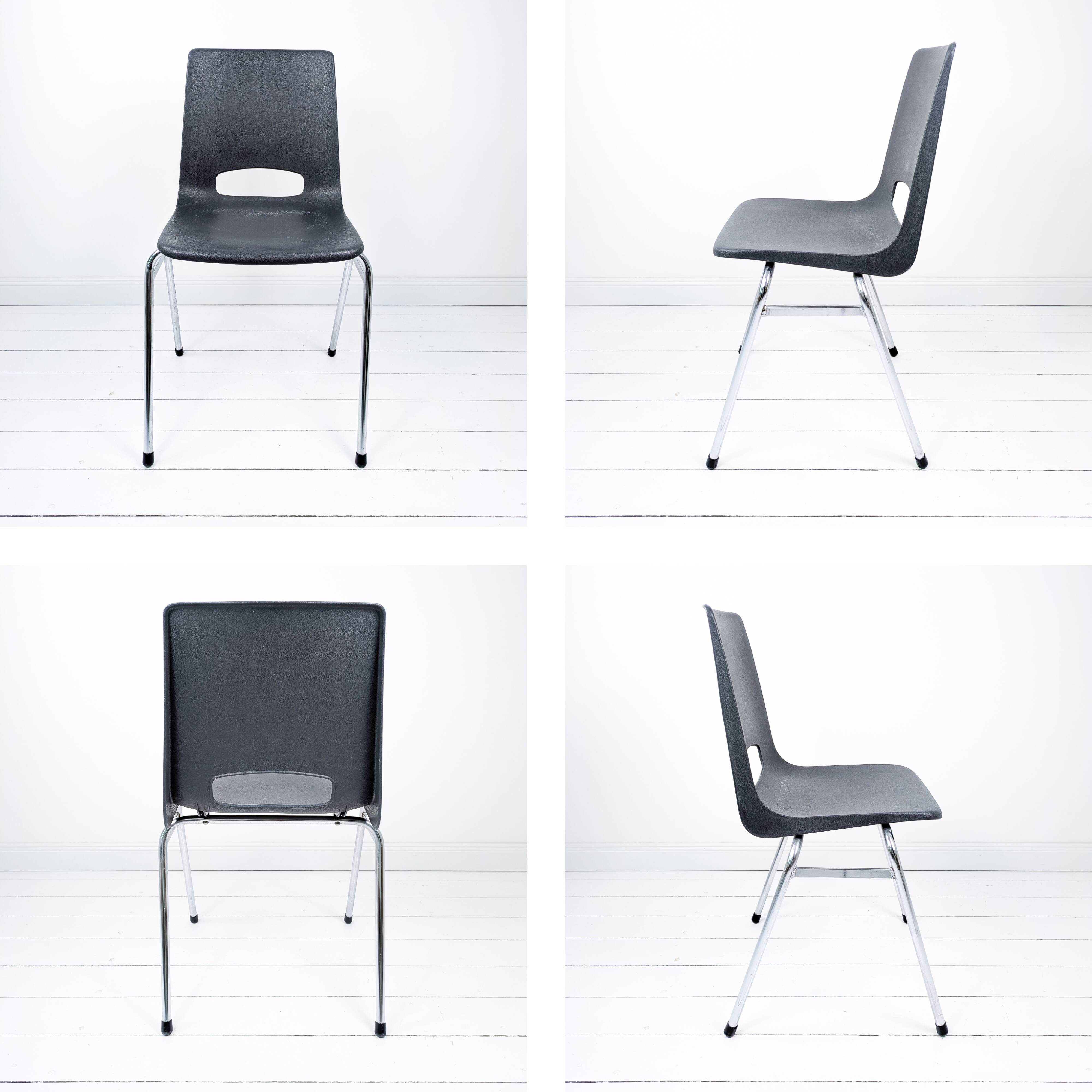 Chaise vintage Mid-Century coque plastique et piètement tubulaire