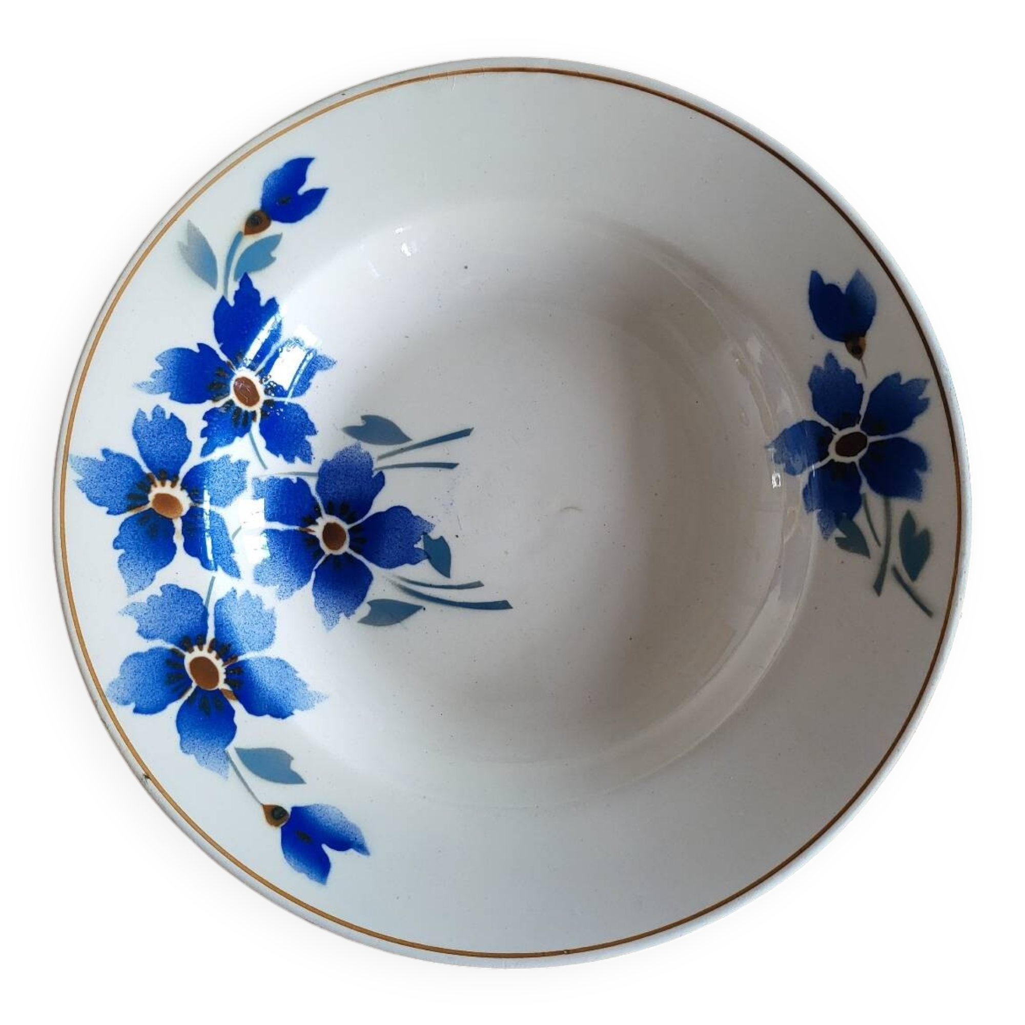 Hamage & Moulin des Loups Earthenware Deep Plate, Blue Flowers