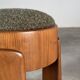 Sculptural pair of ash wood stools with dedar milano bouclé
