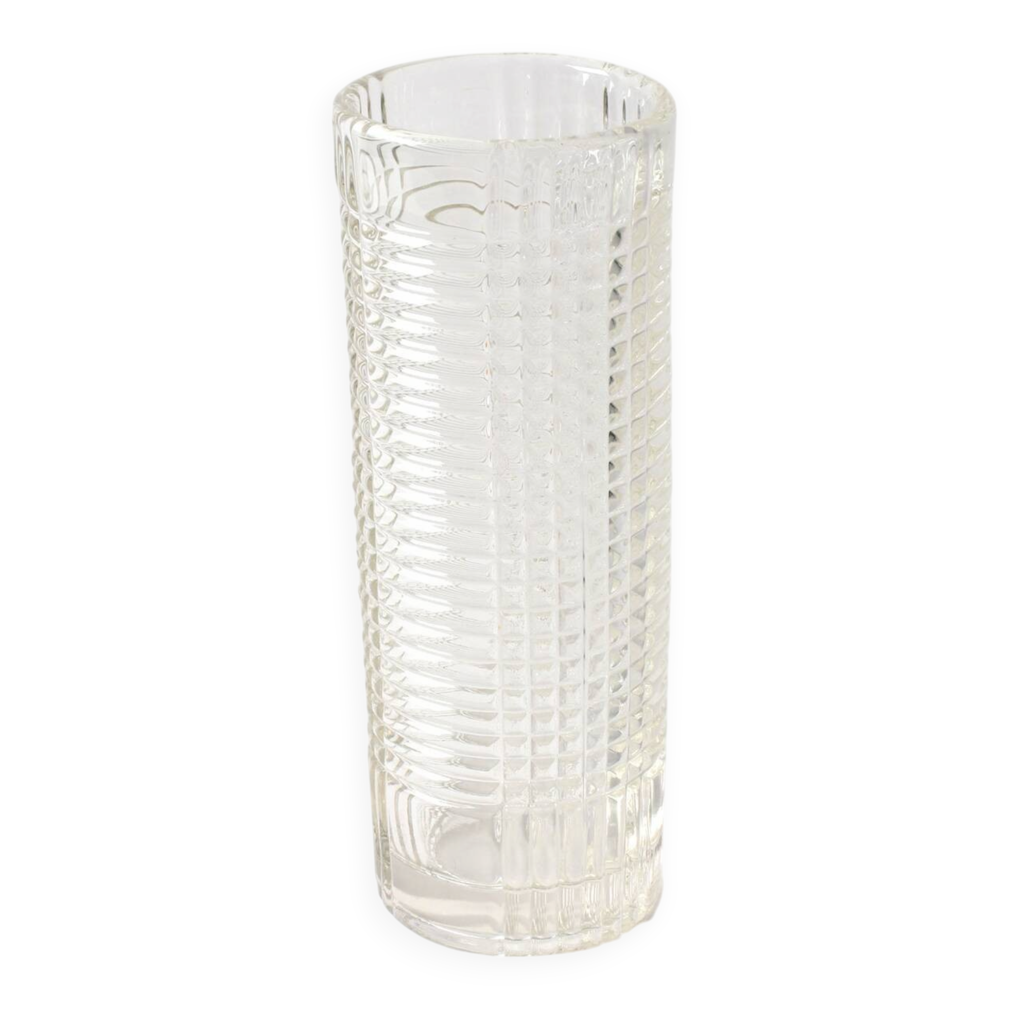 Mid-century Elegant Clear Pressed Glass Vintage Vase by Miloš Filip