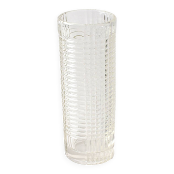 Mid-century Elegant Clear Pressed Glass Vintage Vase by Miloš Filip