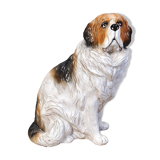 Life sized Vintage glazed terracotta St bernard dog sculpture, 1960s