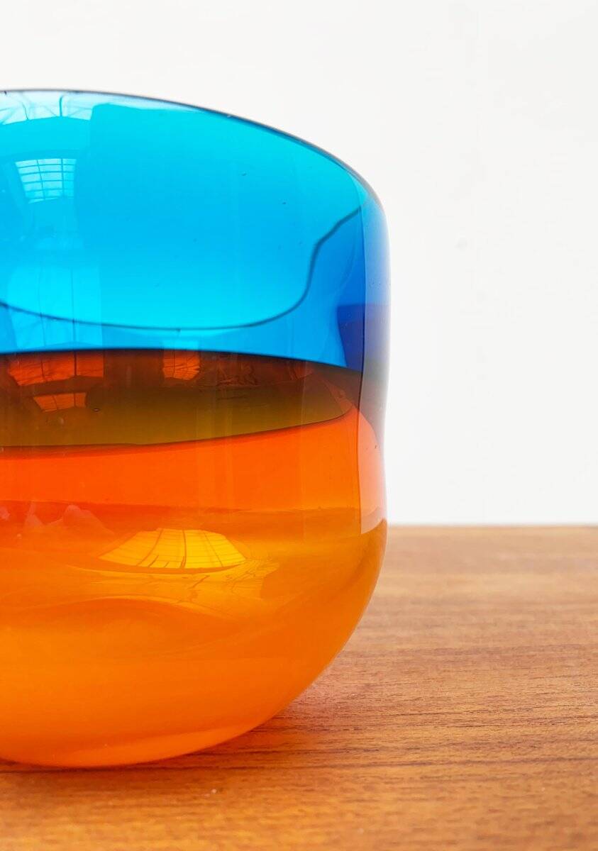 Set of 2 vintage German coloured glass bowls by Eisch.
