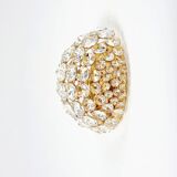 Crystal & gilt brass flush mount from palwa, germany, 1970s