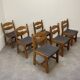 6 vintage solid wood brutalist chairs