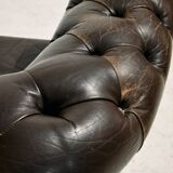 Chesterfield-style leather sofa set, set of 3