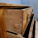 Louis XVI period chest of drawers in marquetry on mahogany background around 1780