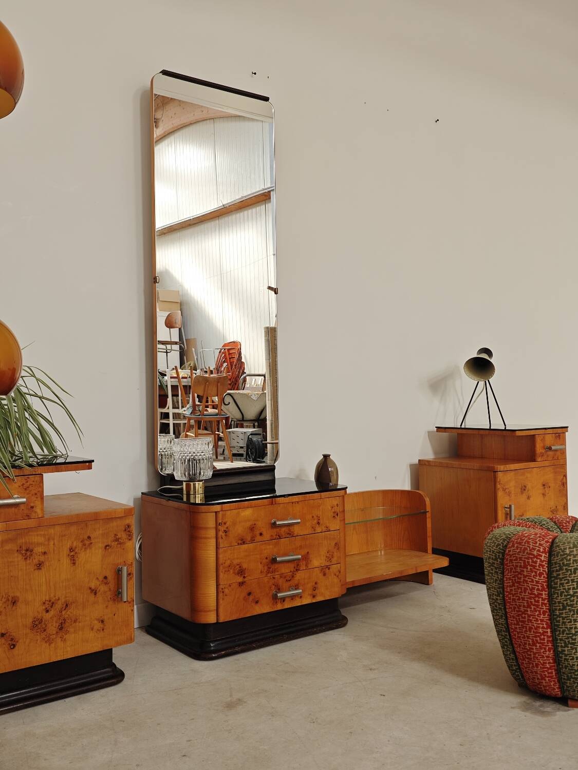 Jindrich Halabala dressing table and bedside tables for Up Zavody 1950