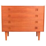 Danish teak low chest with four drawers, 1960s