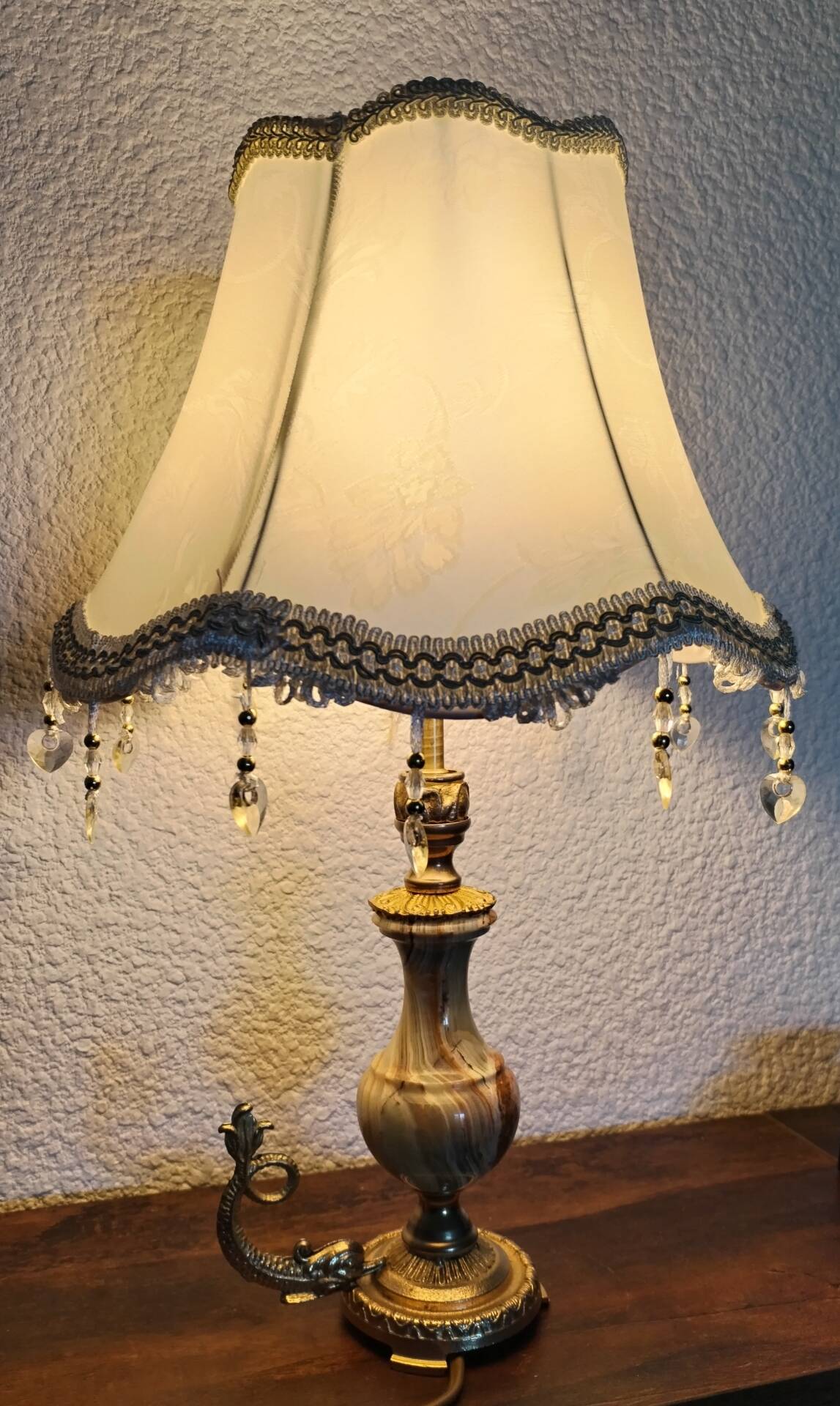 Lampe de table vintage en onyx et laiton, Italie