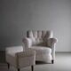 White faux shearling ottoman | 1960s