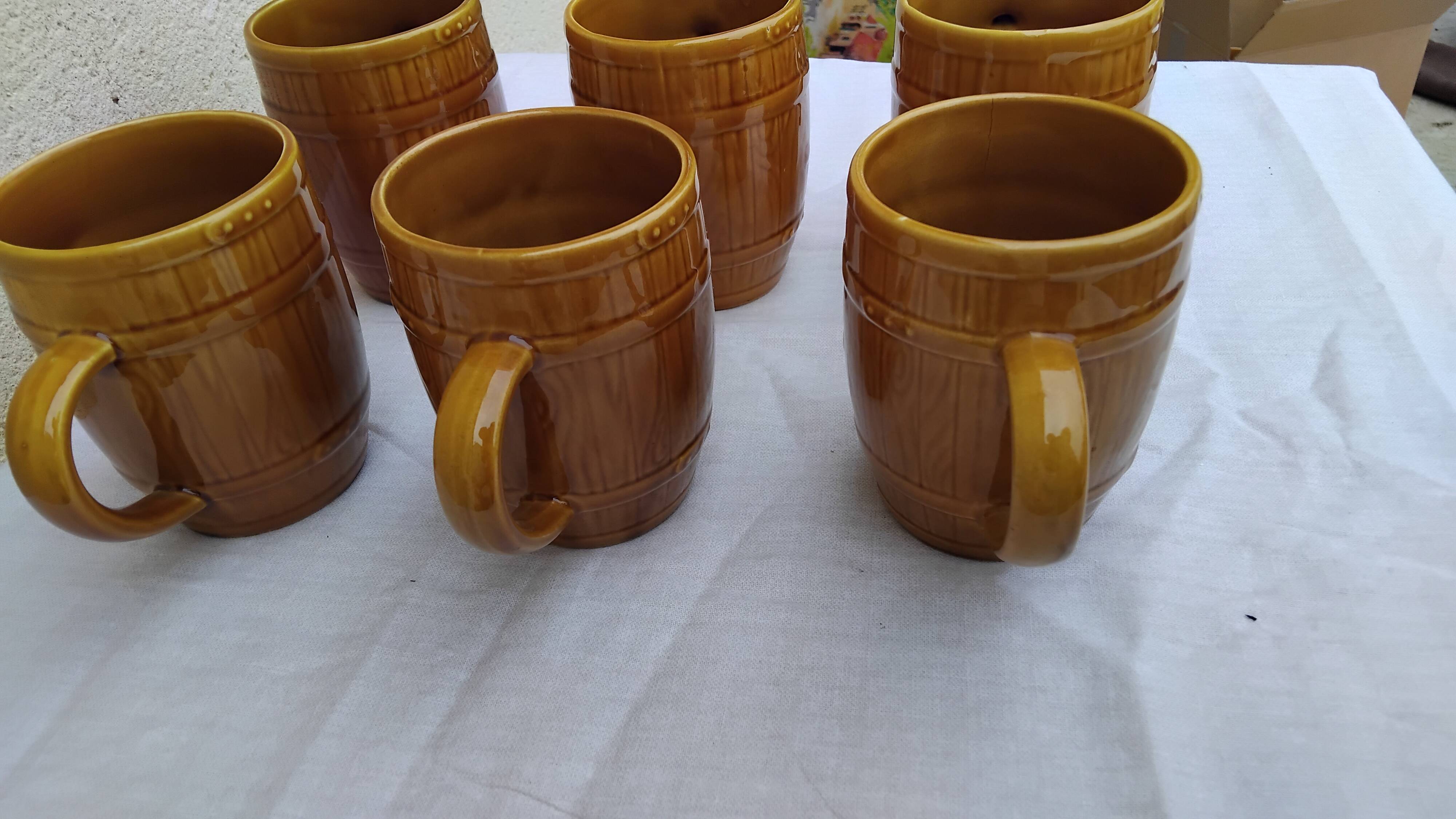 6 chopes bière en faïence de gen