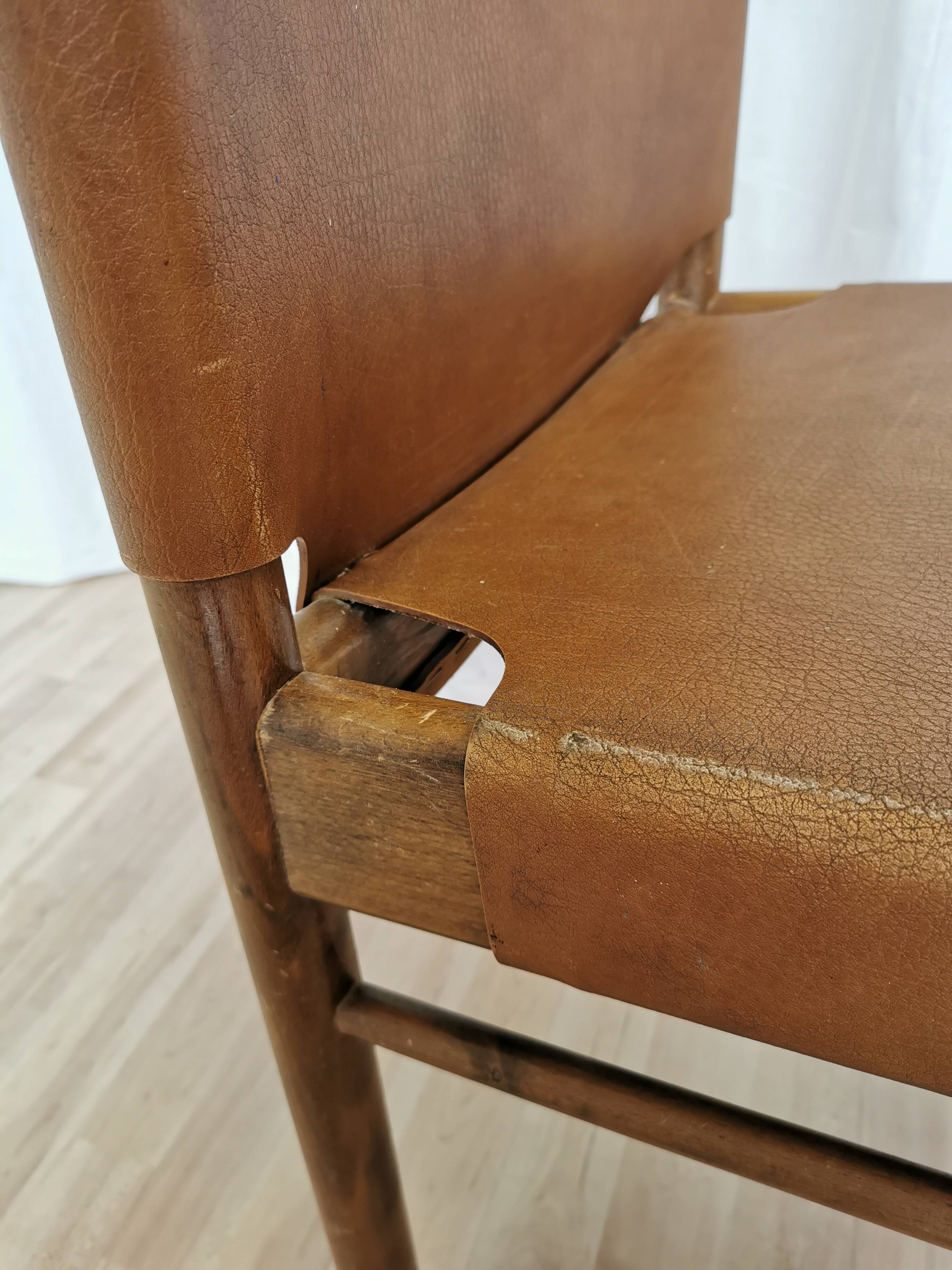 Vintage Janez Lajovic Leather Dining Chair: Mid-Century Modern 1980s