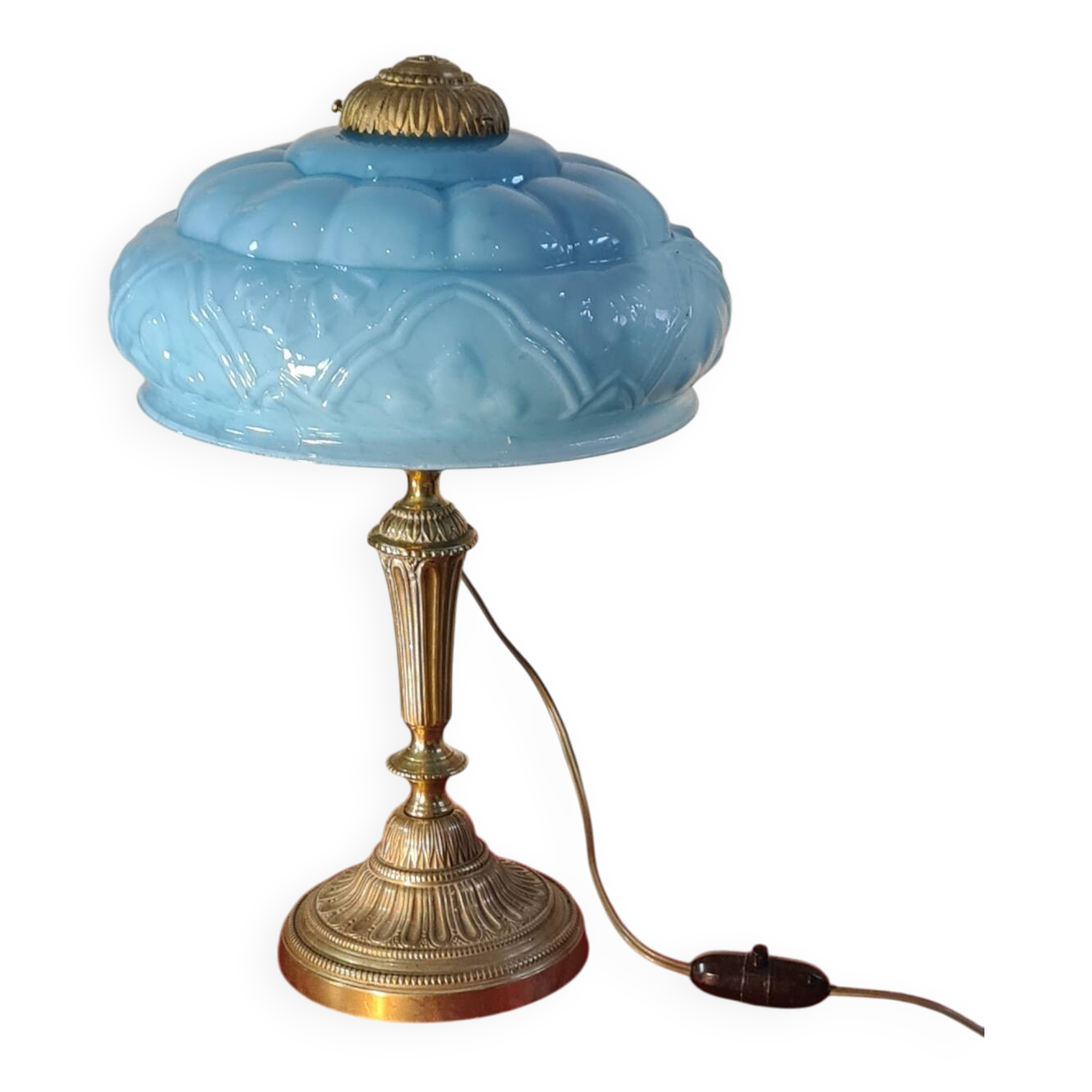 Bronze and blue opaline lamp 42x24