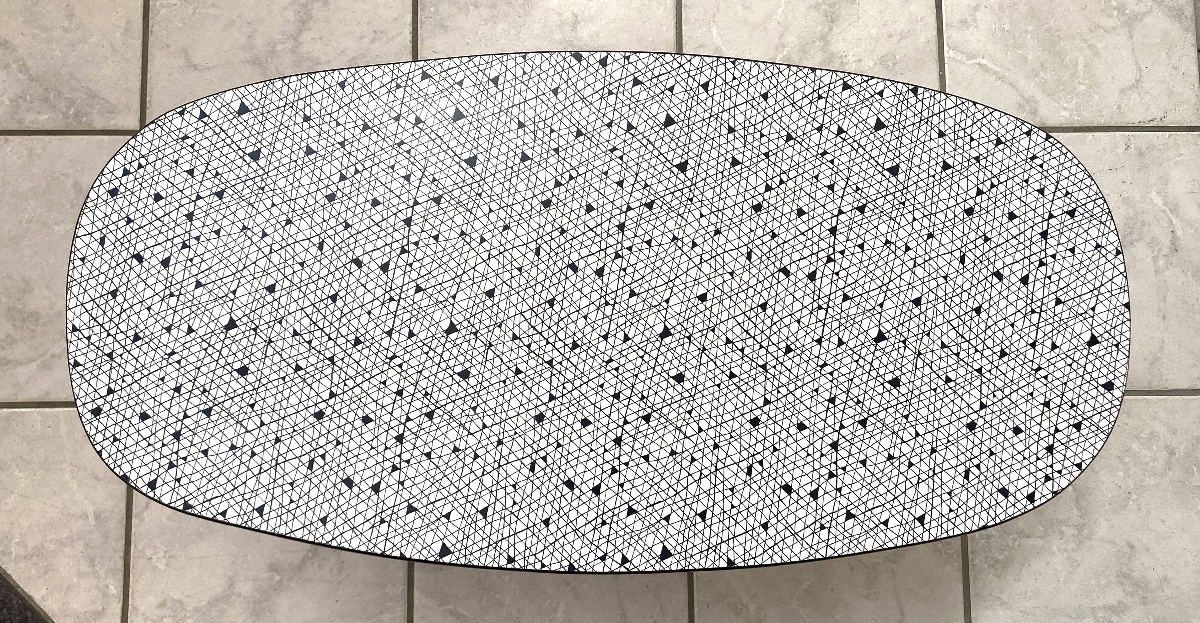 Black and White oval formica table 1960s