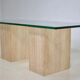 Italian travertine and glass coffe table 1970s Vintage