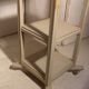 shabby wood side table on wheels