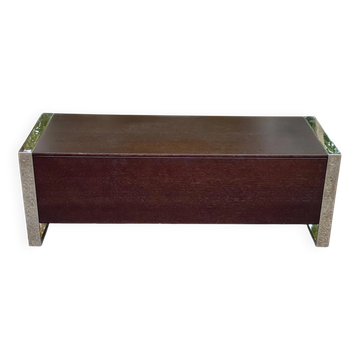 Low design TV unit XXL Dark wood wenge & chrome metal 120cm