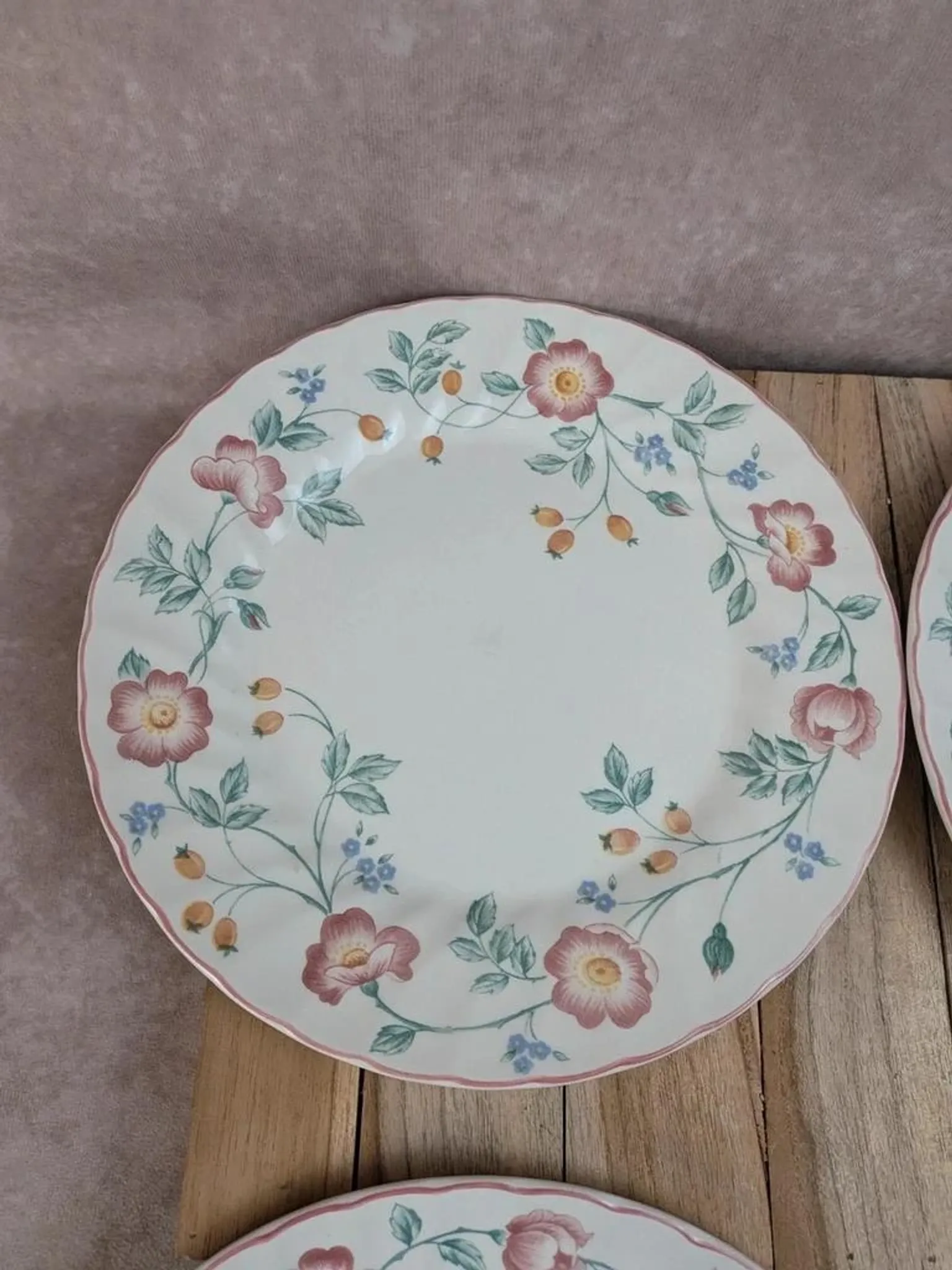 Set of 5 Churchill Briar Rose dinner plates – Vintage English earthenware
