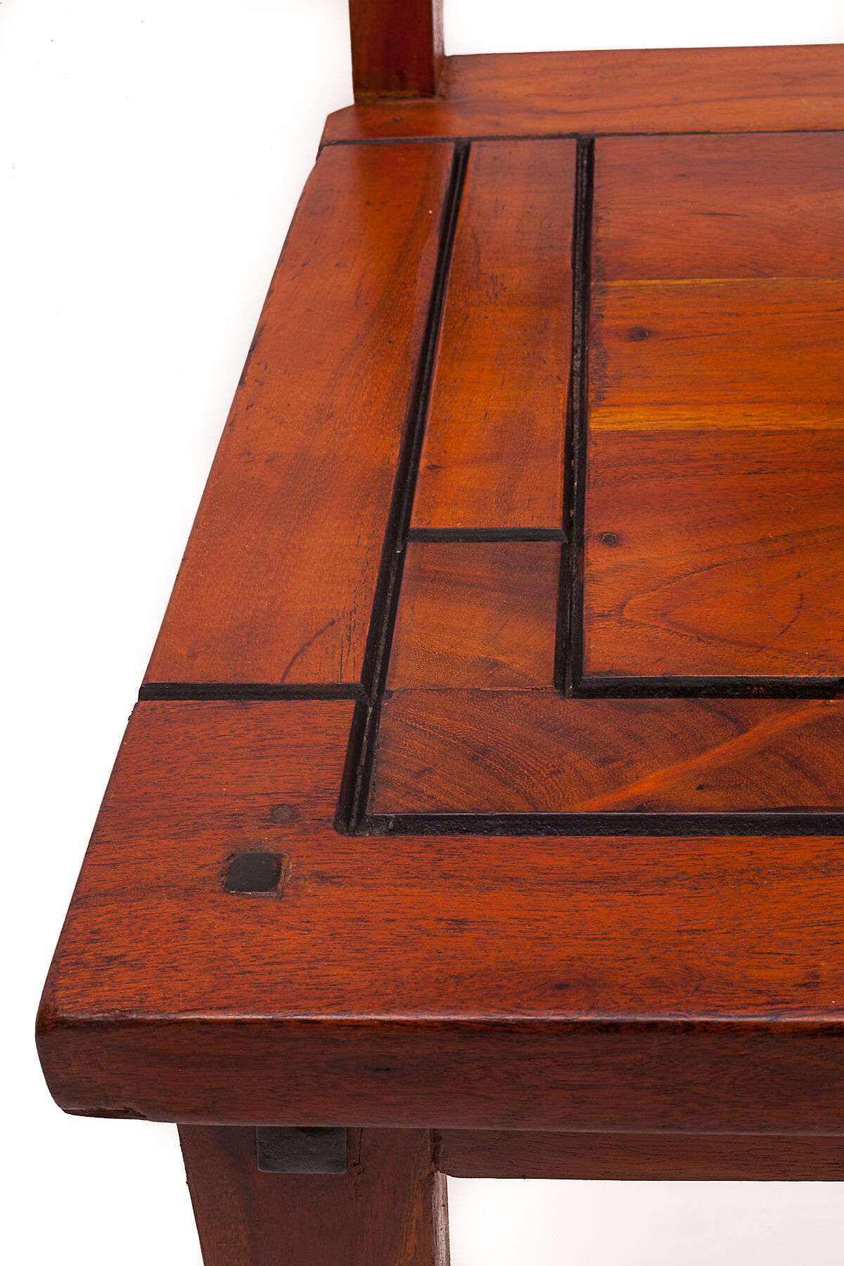 Set of 4 chairs in solid mahogany, vintage Art Nouveau, 1900