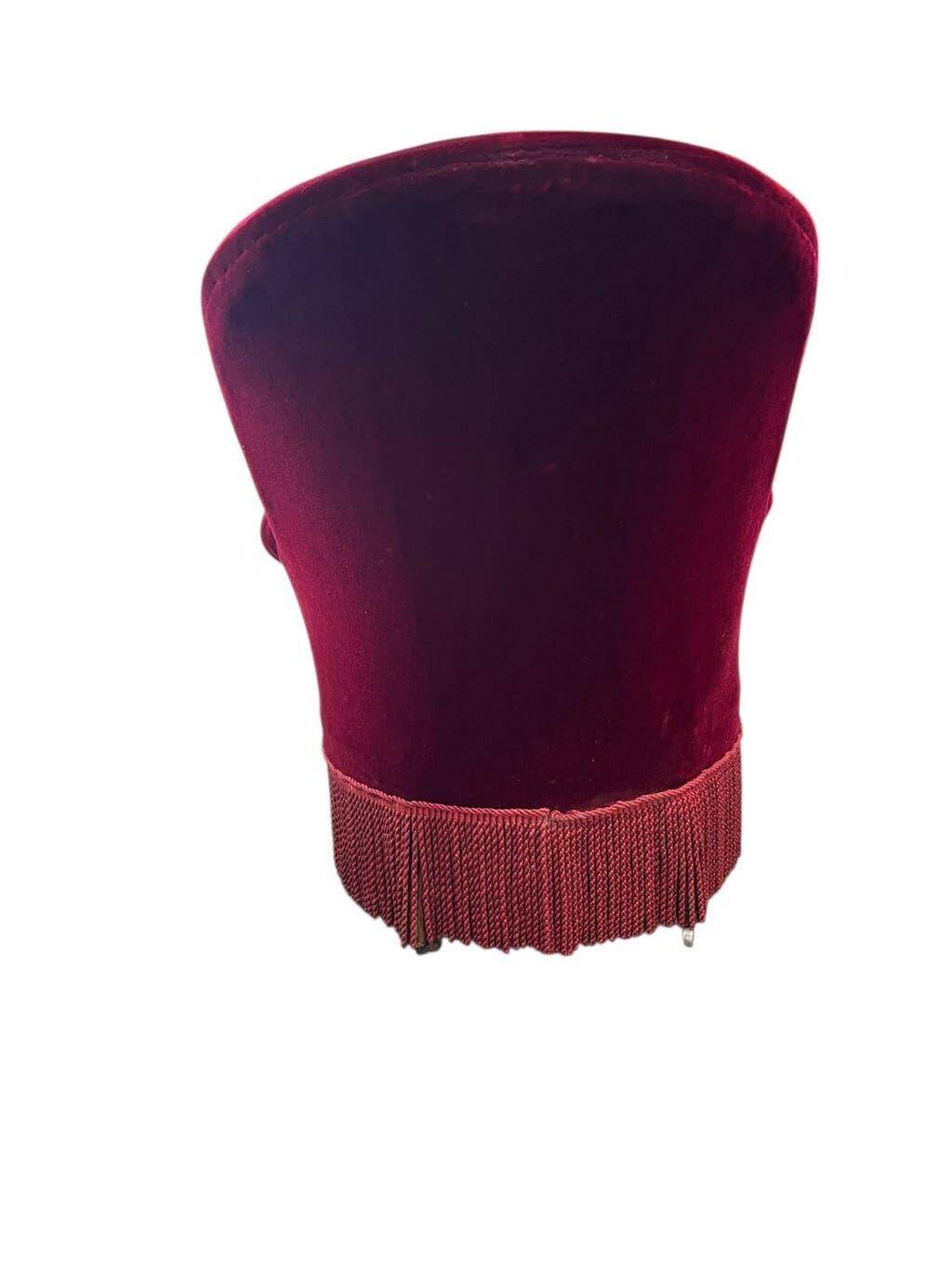 Vintage burgundy fringed armchair/chair