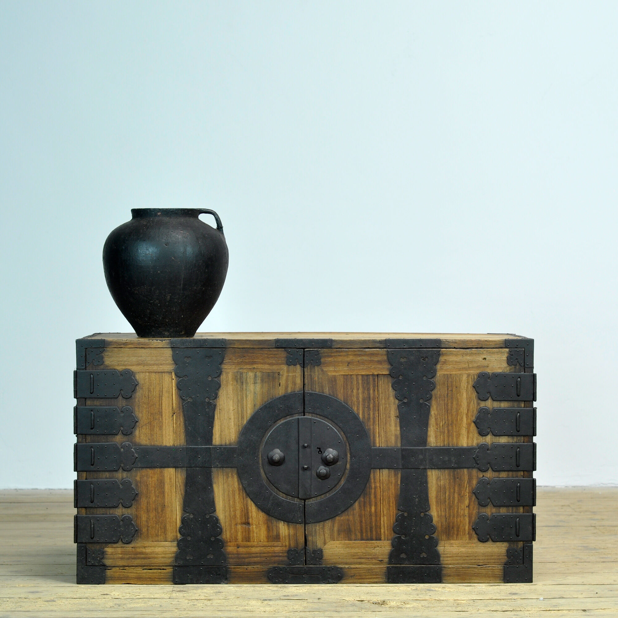 Japanese Meiji-period Choba Tansu chest with hand-forged iron fittings, circa 1880