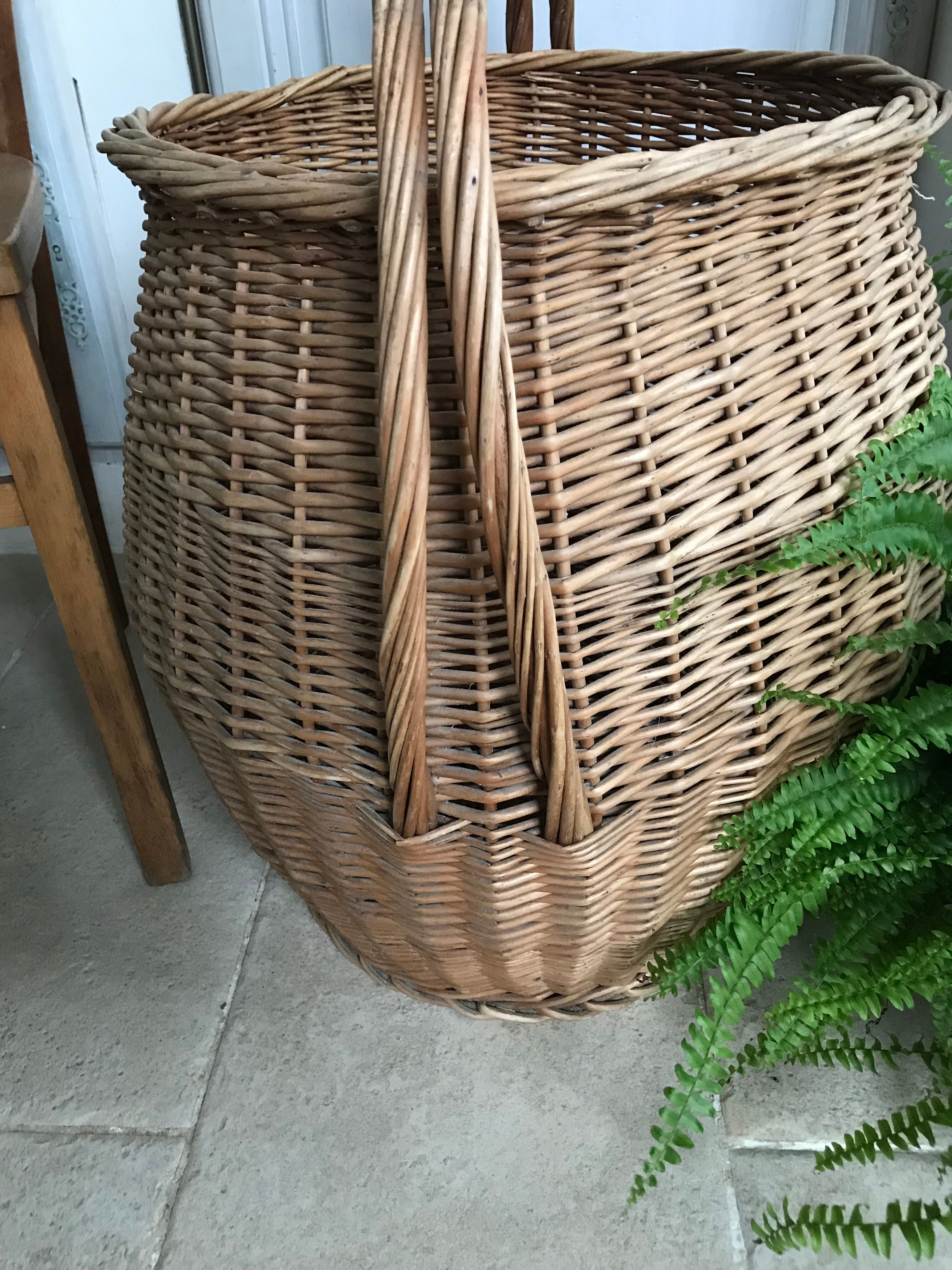 Panier en osier vintage 70 cm