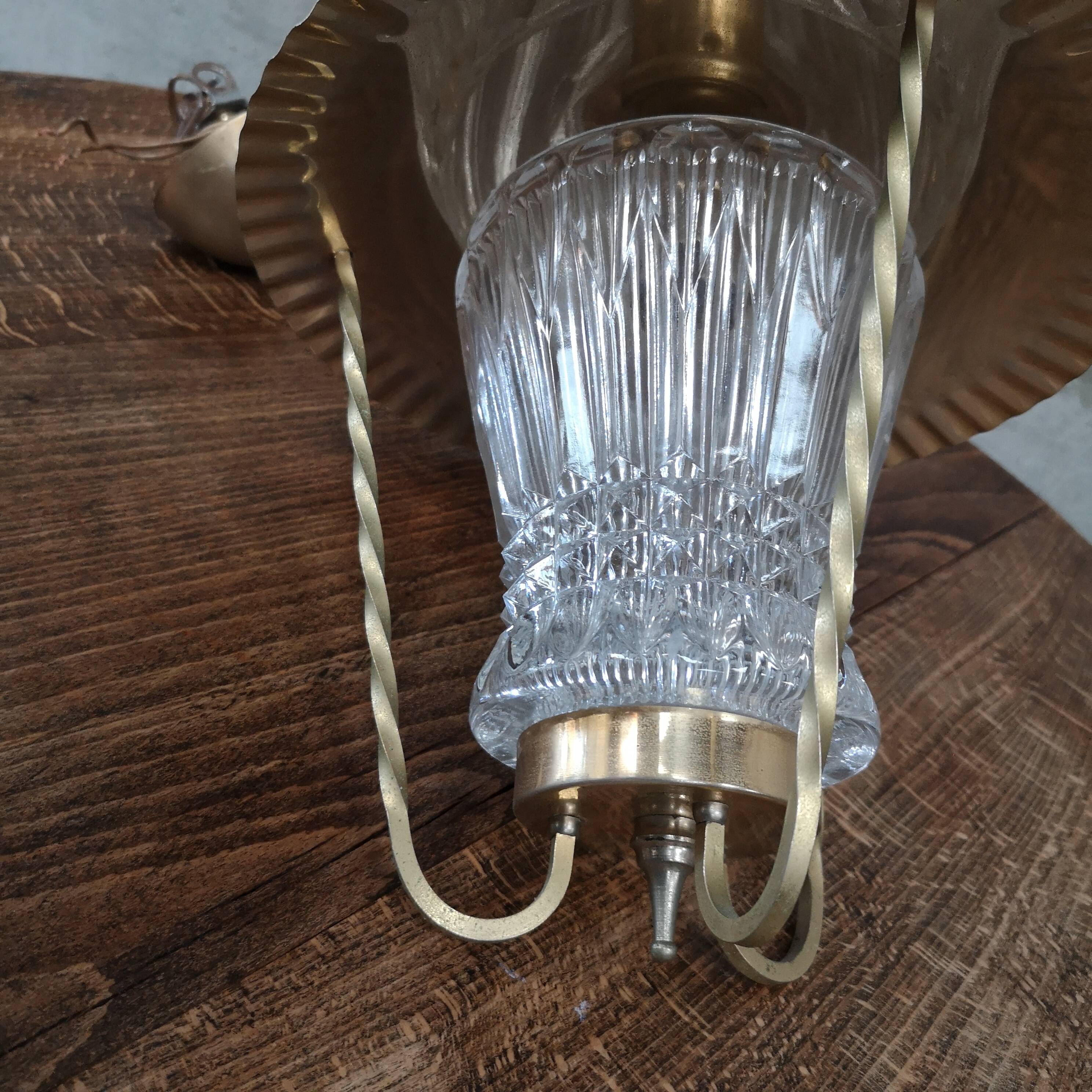 Brass lantern small chain pendant vintage entrance 1950