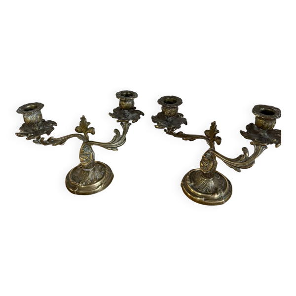 Lot de 2 chandeliers en bronze