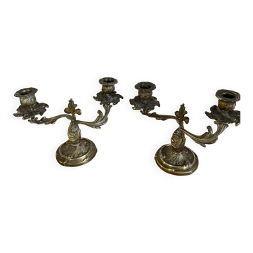 Lot de 2 chandeliers en bronze