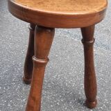 Tabouret tripode en chêne massif, France années 70