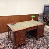 English Chesterfield desk with green leather