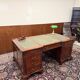 English Chesterfield desk with green leather