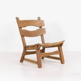 Fauteuil lounge brutaliste en chêne massif par Dittmann & Co. pour AWA Radboud