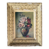 Tableau: Oil on canvas - still life with a bouquet of roses