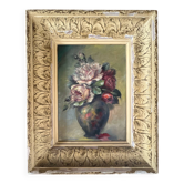 Tableau: Oil on canvas - still life with a bouquet of roses