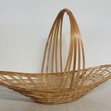 Rattan and wood basket