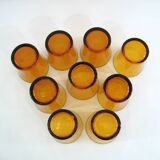9 Amber Yellow Tempered Glass Cups - Duralex France - Vintage 70s
