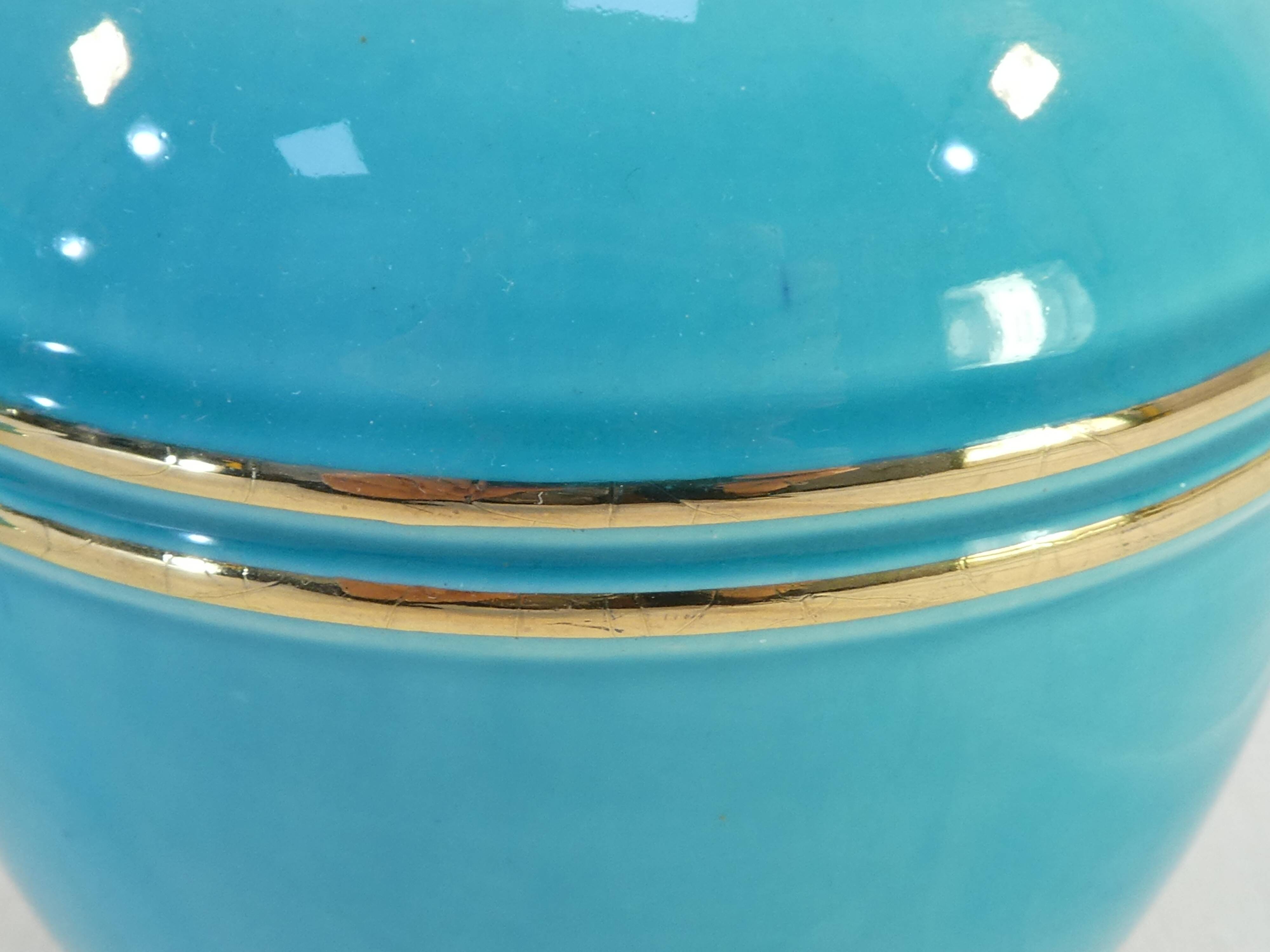 Pair of TURQUOISE BLUE AND GOLD VERCERAM vase