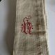Nappe en toile de chanvre brut 19e brodée XXL