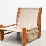 Sculptural oak easy chair