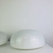 Pair of half-sphere wall lights in white opaline, Italy 1960