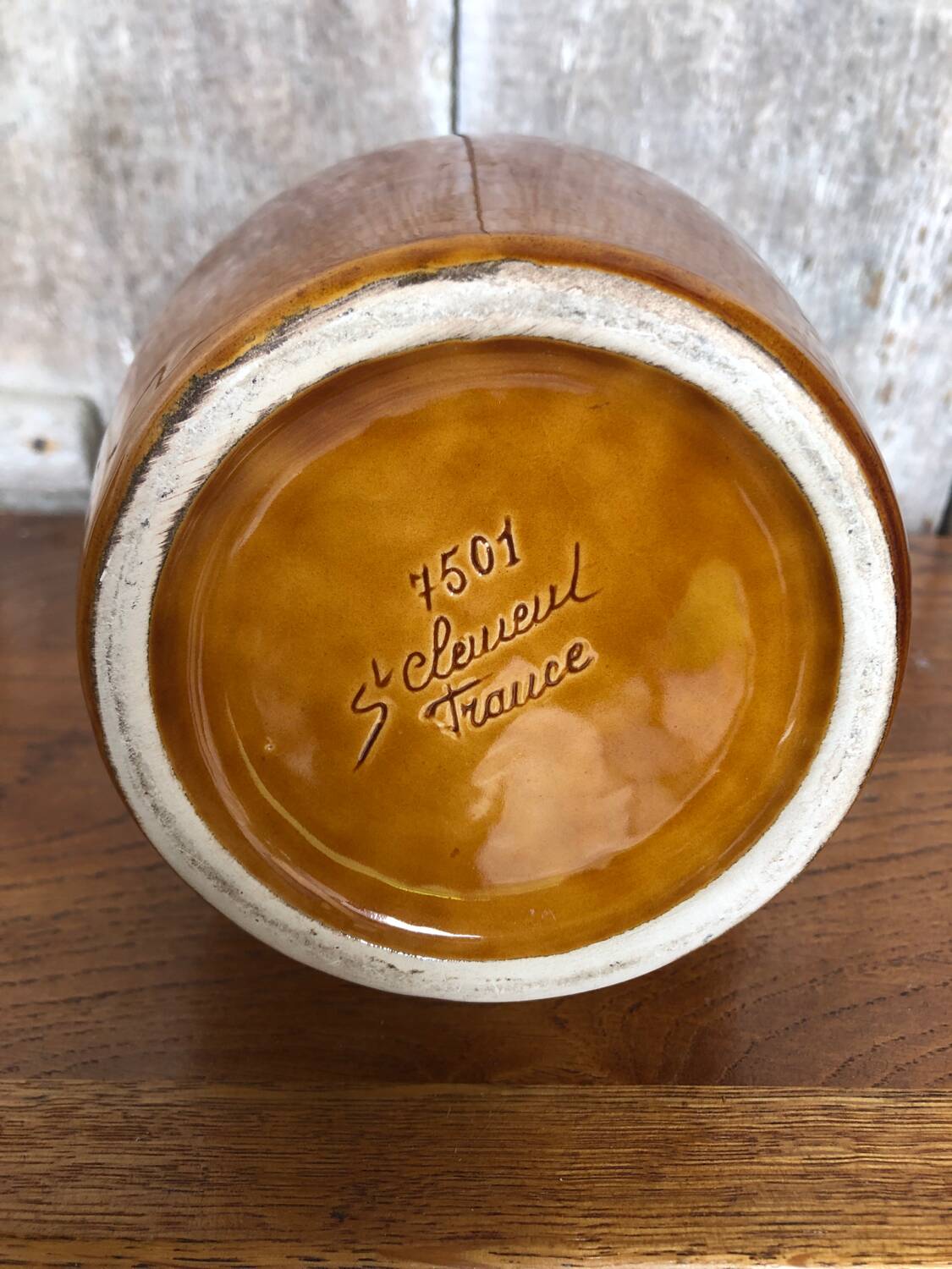 Old ST CLÉMENT vintage brown ceramic pitcher