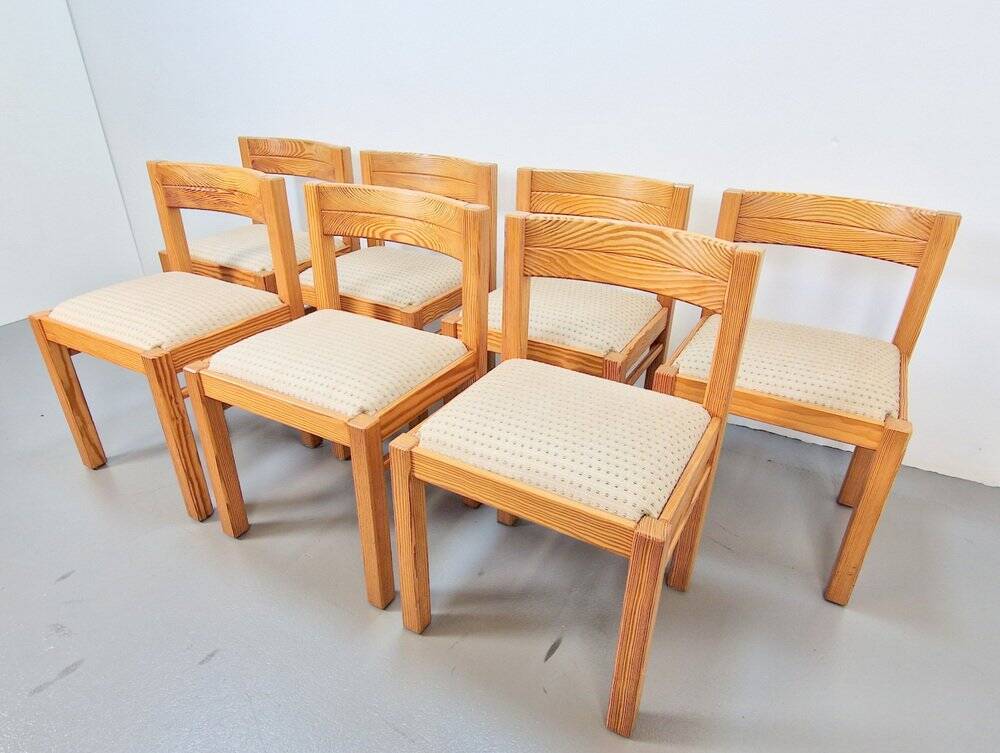 Vintage Pine Dining Chairs by Martin Visser for T Spectrum, 1960s, Set of 7