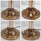 Art Deco lamp with glass tube base Petitot bird basin signed Jean Boris Lacroix