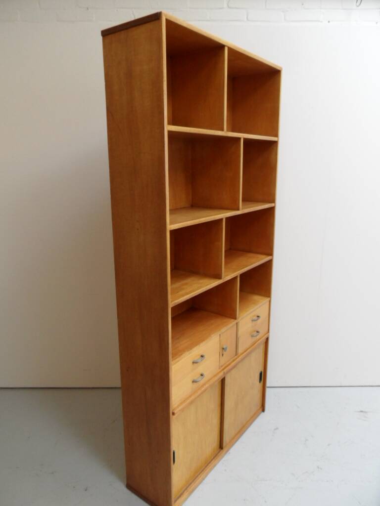Mid century wall unit with open bookcase