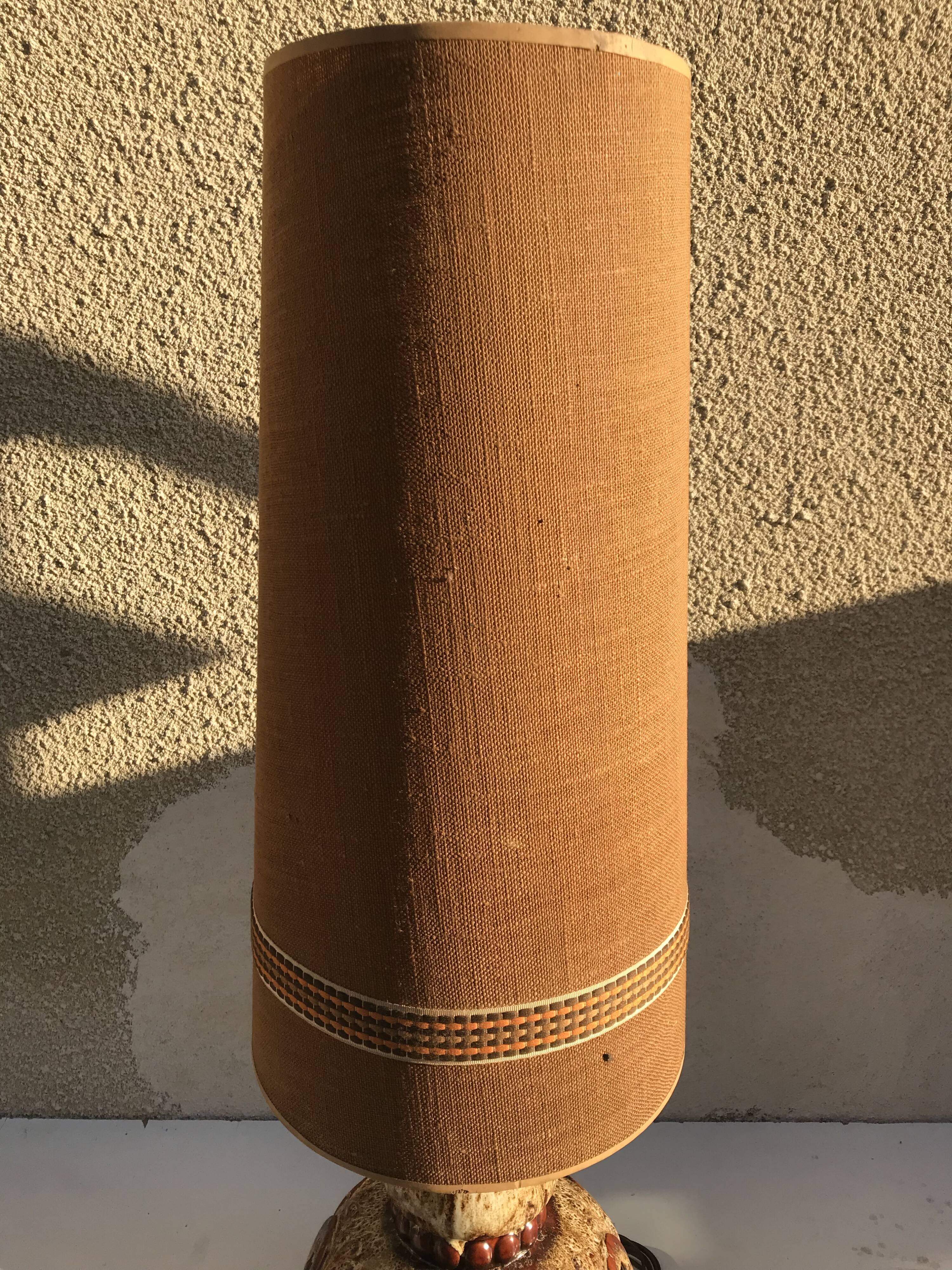 Ceramic brown beige germany + lampshade 70s vintage #3 floor lamp