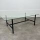 50s coffee table, glass and black metal