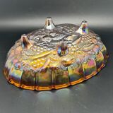 Large tinted glass bowl with fruit pattern